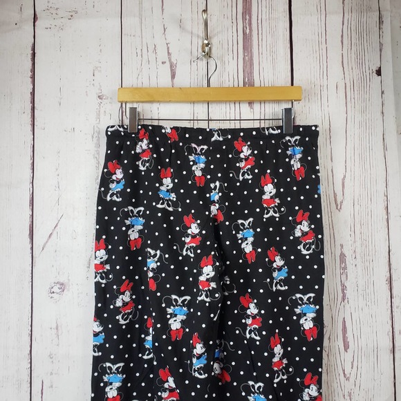 Disney Minnie Mouse Pajama Pants Juniors Size 11/13 Pull On Stretch Cotton Black - Picture 5 of 7